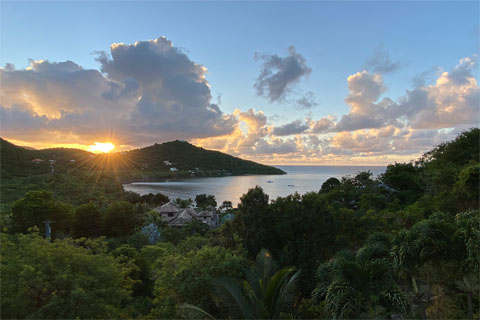 St. John Rental - sunrise from the cottage porch
